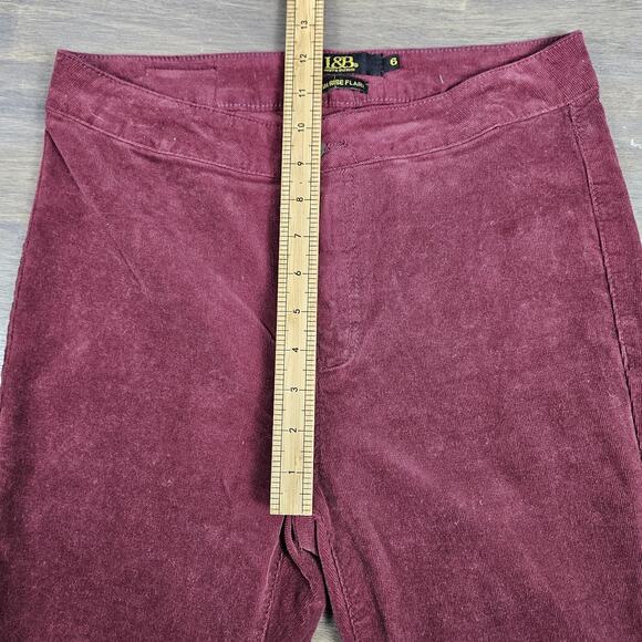 Lucky & Blessed Burgundy Corduroy High Rise Extreme Flare Raw Hem Pants Women’s - Picture 9 of 10